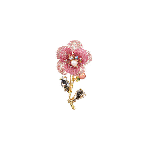 
Shes Ai Zi Wei Ai's Overture Original Flour Camellia Brooch High-end Boxer Pin High-end Light Luxury Accessories