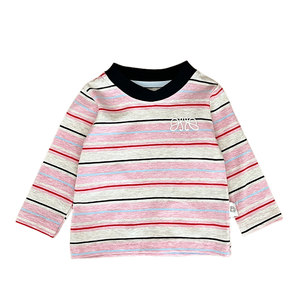 
Girls' spring and autumn style striped long-sleeved T-shirts for boys, Korean style casual tops, versatile bottoming shirts for infants and young children