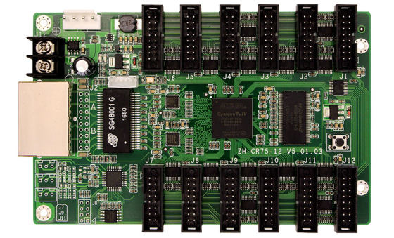 LED显示屏中航全彩控制卡老款双芯片ZH-CR75-12接收卡同步视频卡
