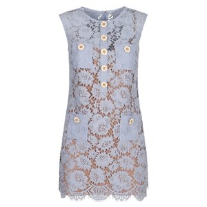 
Summer new women's French style blue lace flower sleeveless short A-line dress new in yellow