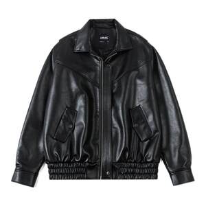 DIMC segmentation decomposition texture PU leather jacket autumn and winter new lapel locomotive men's jacket jacket
