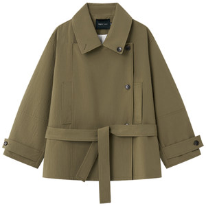 Halo Luu khaki windbreaker jacket for women autumn 2025 new Korean style short coat for small people