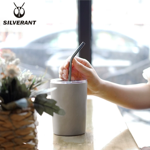 Серебряный серебряный муравей чистый титановый чашка двойной слой анти -хот титановый водяной чашка с большой каплей -чашкой кабинет соломенная чашка соломенная чашка