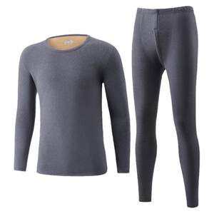 One -in -one lambskin warm underwear men thick and velvet sleeve moral velvet autumn jeue pants base hot cotton sweater winter
