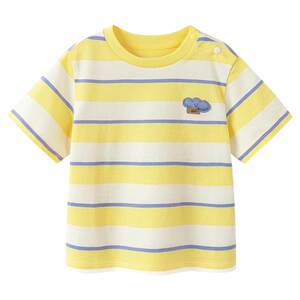 
[Pure cotton stripes] Mini Balabala short-sleeved T-shirt for boys and girls, baby striped baby tops, new summer clothes