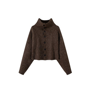 
AOSER stand collar cardigan solid color fashion loose versatile casual women's sweater cardigan jacket 2565