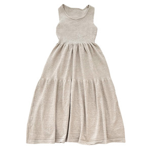 
French temperament, fashionable and versatile round neck high waist slim knitted sleeveless vest ruffled dress base skirt for women