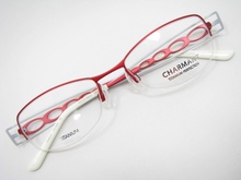 Charmant夏蒙 纯钛 眼镜架CH10896 RE 大红色 半框 女士 眼镜框