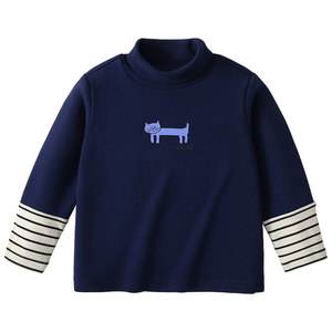 
MQDmini children's velvet bottoming shirt 2025 winter new style boys inner wear long-sleeved T-shirt baby style top