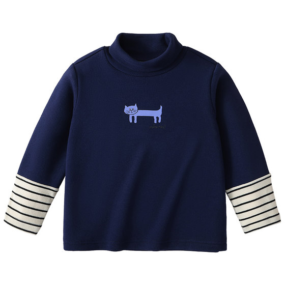 
MQDmini children's velvet bottoming shirt 2025 winter new style boys inner wear long-sleeved T-shirt baby style top
