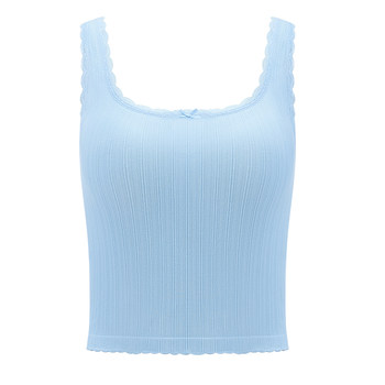 Half-training lace women's side breasts wide shoulder strap vest
