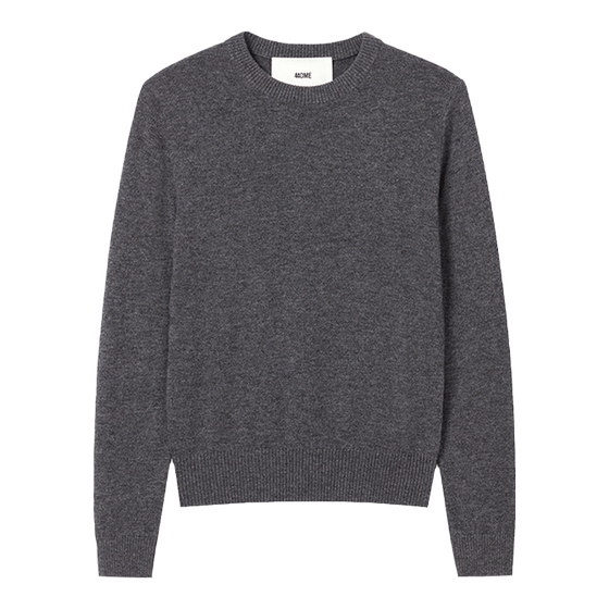 
440ME Women's Wool Cashmere Fitted Round Neck Gray Thin Temperament Gray Sweater FB3F0330K