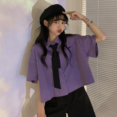 taobao agent Large size women's clothing thin retro short -sleeved shirt female 2022 new sweet cool wind slightly fat and loose lining female summer