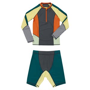There are such male children's long -sleeved split split sunscreen children's swimsuit truncies set fast -drying young boy anti -chlorine swipe clothes
