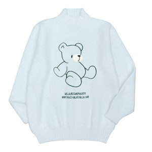 
2025 autumn and winter velvet thickened sweaters for older children, junior high school and high school half turtleneck tops, versatile and sweet cartoon girls' clothing