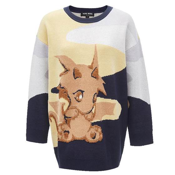 
Vero Moda Outlet Sweater for Women in Autumn and Winter Clearance Loose Cartoon Pattern Sweater Cute Casual and Versatile