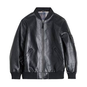 Madden Workwear American Black MA1 Pilot Leather Jacket Handsome Short Litchi Pattern Short Jacket Men's Spring