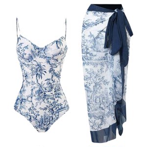 Large size swimsuit female Chinese style slightly fat cover meat conservative bikini skirt suite large breasts and thin conjoined swimsuit