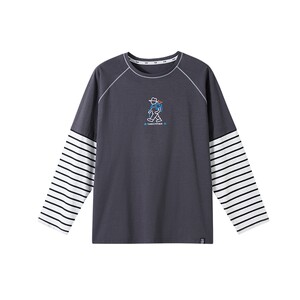 
Piggy Tony Fat Children's Clothing Boys' Spring Long-Sleeved T-Shirts Fake Two-Piece Medium and Large Children's Clothes Large Size Children's Tops Cotton