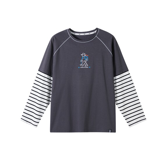 
Piggy Tony Fat Children's Clothing Boys' Spring Long-Sleeved T-Shirts Fake Two-Piece Medium and Large Children's Clothes Large Size Children's Tops Cotton