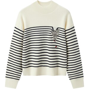 
Senrou Senma China National Geographic Series Sweater Women's Winter Half Turtle Collar Embroidered Striped Sweater Casual Sweater