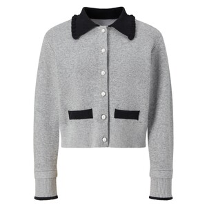 
The same style in the mall Mossak winter new French style contrasting lapel knitted wool sweater tops and jackets for women
