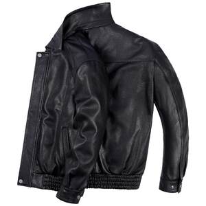 
2025 Hong Kong style casual genuine leather jacket for men loose goatskin lapel leather jacket for autumn and winter down leather jacket