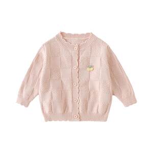 BETUS 2026 Spring and Autumn New Girls' Knitted Cardigan Boys' Sweater Comfortable and Versatile Round Neck Top S