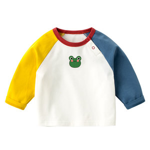 Dudu family baby spring and autumn T-shirt baby spring clothes pure cotton long-sleeved base shirt boy spring children's clothing children's top