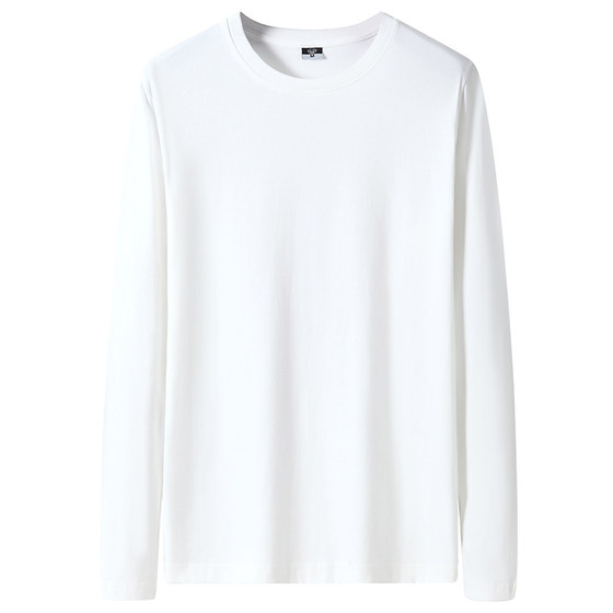 
Cotton brand men's long-sleeved pure cotton T-shirt Spring and Autumn Youth Solid Color T-shirt Base Shirt Round Neck Men's Top