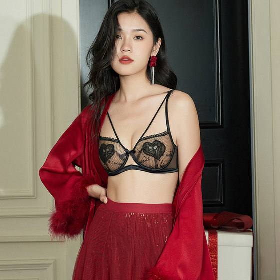 梧桐本色文胸性感蕾丝法式水晶杯超薄大胸显小爱心内衣WN84212