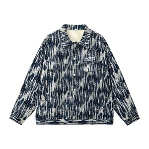 ER full print jacquard denim jacket men's 2025 autumn trendy brand heavy industry American retro couple jacket