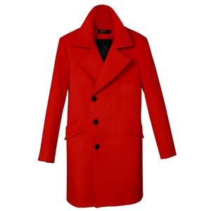 
Zhang Han star's same red wool coat for men's mid-length slim jacket for autumn and winter Korean cashmere trench coat for men