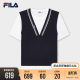 FILA Emerald斐乐女子女装上衣2024秋新款时尚休闲舒适假两件短T