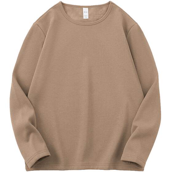 
Long-sleeved T-shirt men's trendy autumn and winter velvet thickened solid color inner layering shirt warm small shirt round neck autumn clothes