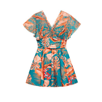 Women's swimsuit, one-piece small breasts gathered, large size fat mm hot spring
