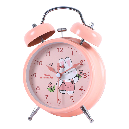 子供向けのかわいいウサギの目覚まし時計 - ピンクの猫の漫画時計