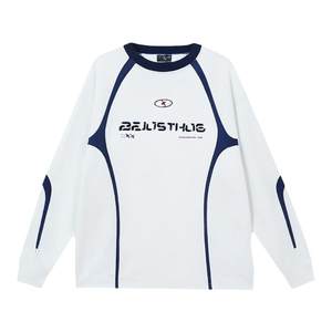 
BJHG reckless American long-sleeved men's T-shirt thin sweatshirt spring bottoming racing suit jersey round neck top for women