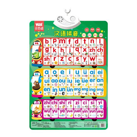 Chinese Pinyin alphabet for kindergarten to first grade with audio wall stickers for initial and final consonant pronunciation book learning