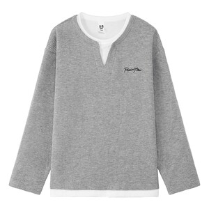 
Zuoxi children's clothing boys' long-sleeved T-shirts fake two-piece children's spring and autumn 2026 new boys' big children's waffle sweatshirts