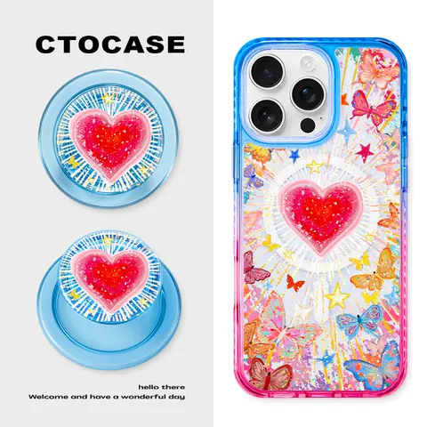 Hearts【colorful】 MagSafe PopSocket Finger Support MagSafe iPhone Gradient 12 Phone Cases Covers Pro/Plus/Max/Air – iPhone 17, iPhone 16, iPhone 15, iPhone 14, iPhone 13