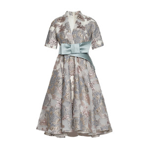 
European relief jacquard HAUTE FANCIES rear concept French wide bow high waist A-swinging small skirt