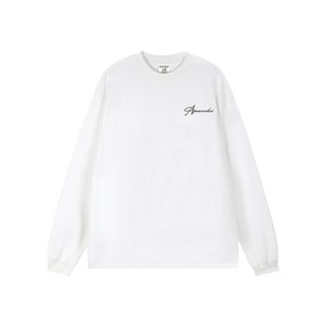 
ins National Trendy Brand Simple Letter Print 270g Heavy Pure Cotton Long Sleeve T-shirt Men's Autumn American Casual Base Shirt