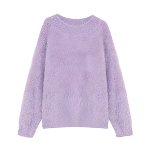 
pusumede Velvet Warm Yang Temperament One Shoulder Imitation Mink Sweater Women's Soft Waxy Loose Lazy Off-Shoulder Top