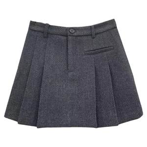 
European goods 2025 winter new high-waisted woolen skirt slimming anti-exposure casual pleated a-line short skirt for women