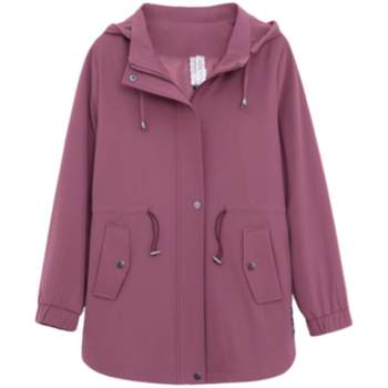 Fat mom jacket middle -aged and old -fashioned hooded trench coat
