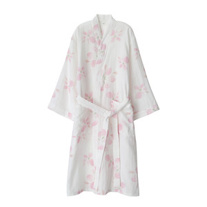 
Romantic cherry blossom nightgown for women, pure cotton gauze, French wide belt, home dressing gown, thin bathrobe, all-in-one home service