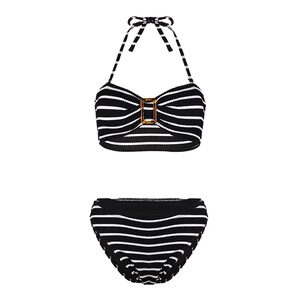 Bikini swimsuit for women 2026 new three-piece set split high-end striped sexy small breasts seaside resort hot spring