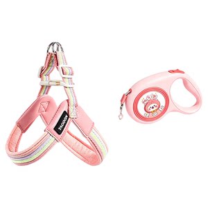 
Dog leash telescopic small and medium-sized dog harness adjustable anti-breakaway pet dog walking vest style dog chain