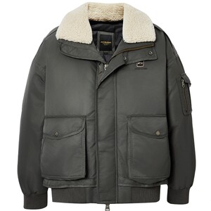 
Jack Jones Men's Spring Down Jacket Loose Stand Collar Lamb Wool Letter Embroidery Fashion Versatile Trendy Jacket